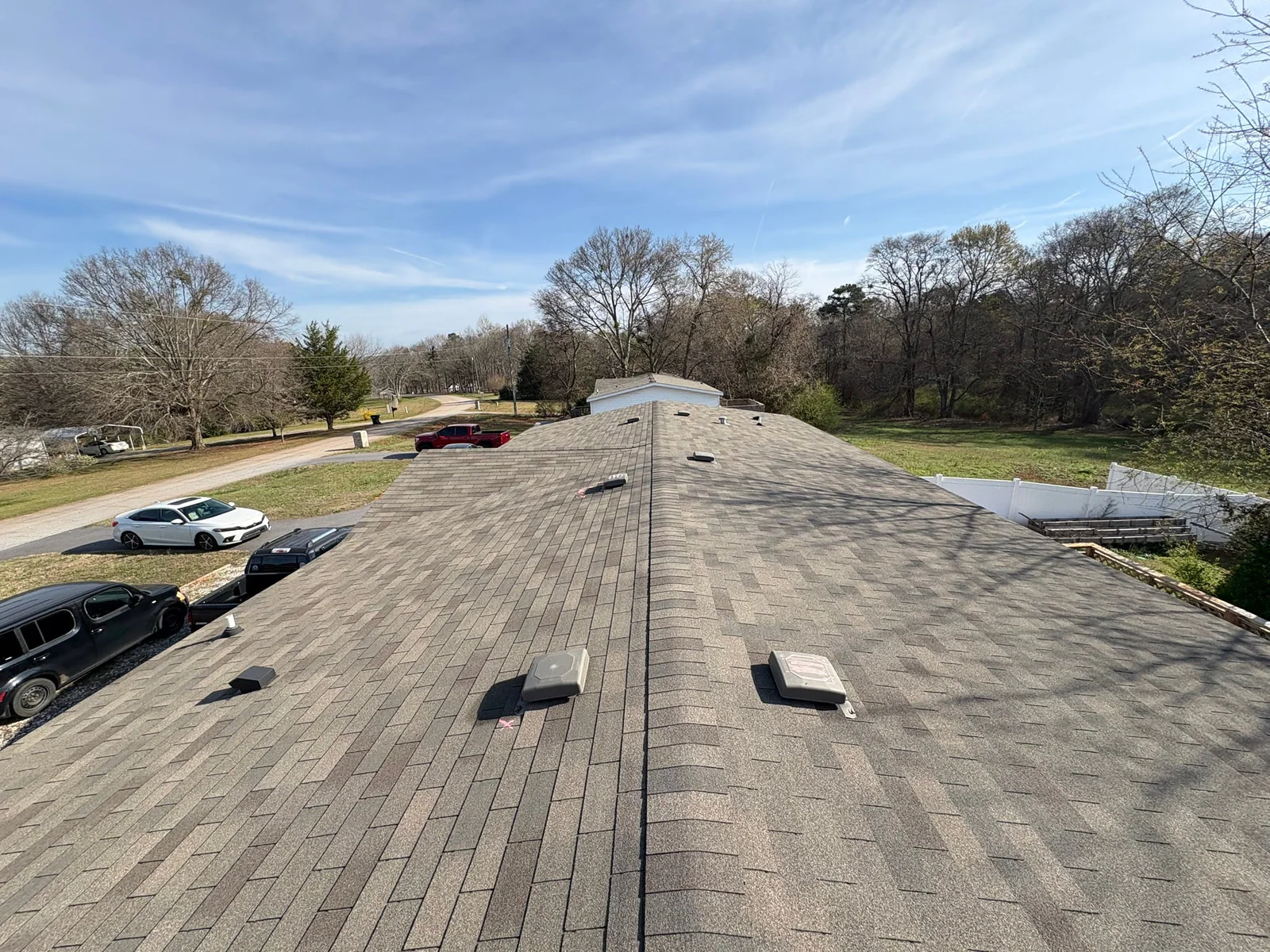 Roof inspection view from a real Denali project in Hartwell, GA
