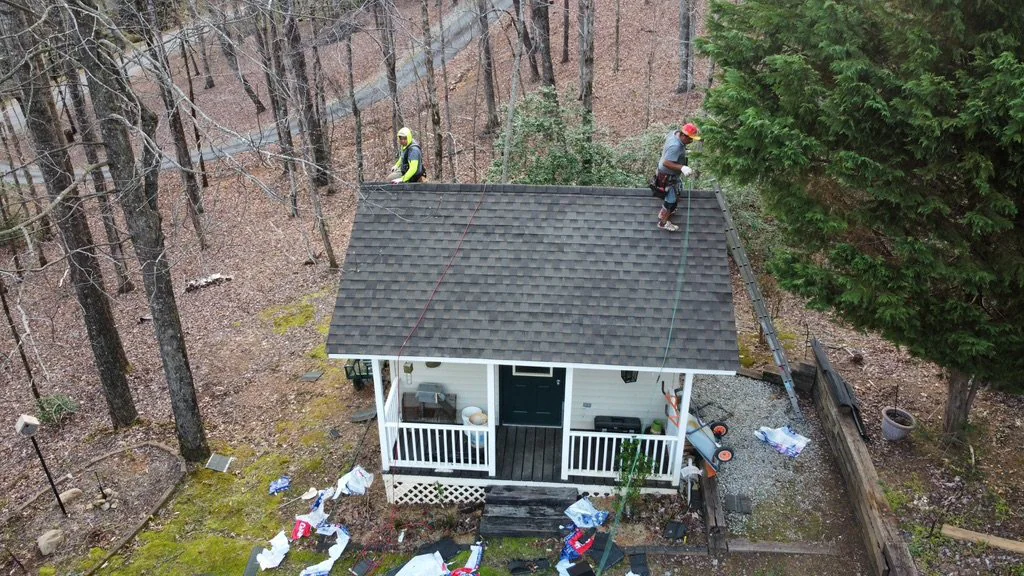 Roof work in progress on a real Denali project in Clayton, GA